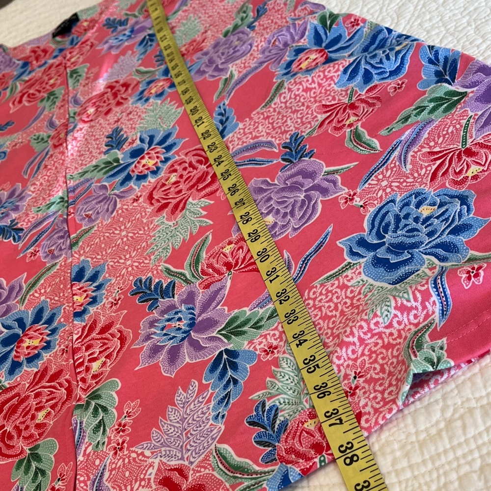 NWT Miss Elaine Cotton Robe Front Zip Swim Cover Women XL Floral Print Pink Blue - Picture 10 of 15